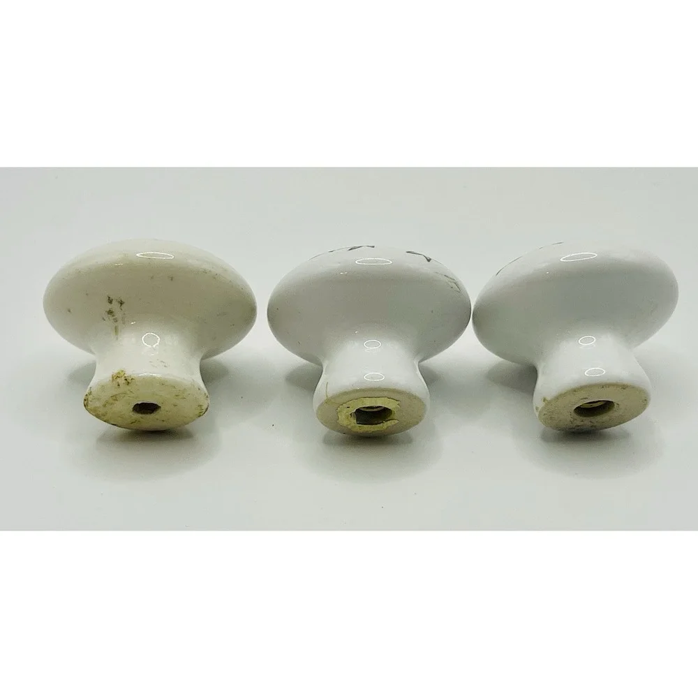 LOT Of 3 VTG Porcelain/Ceramic Drawer/Cabinet Knobs 2 With Pink Roses And Gold.
